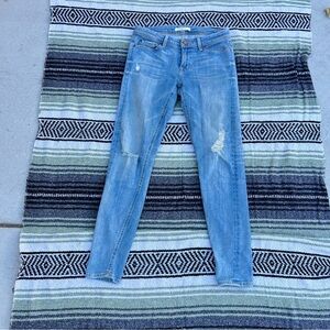 Fidelity Denim Mila Crop light wash distressed skinny jeans with selvage